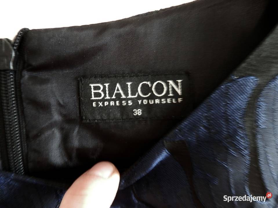 Sukienka Żakardowa Wizytowa Imprezowa Trapezowa Łomża