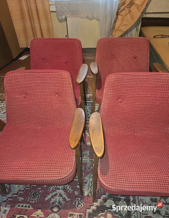 Komplet 4 Fotel 366 Chierowskiego PRL kultowa Meble podkarpackie Jarosław