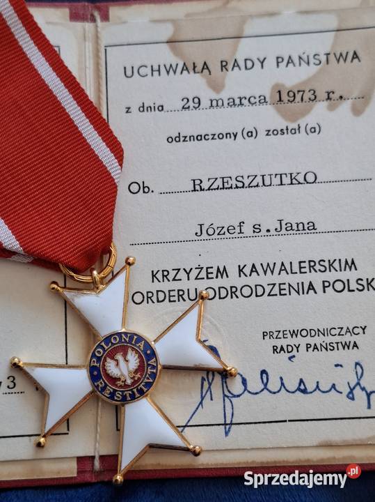 Krzyż kawalerski OOP dokument pudełko Wejherowo