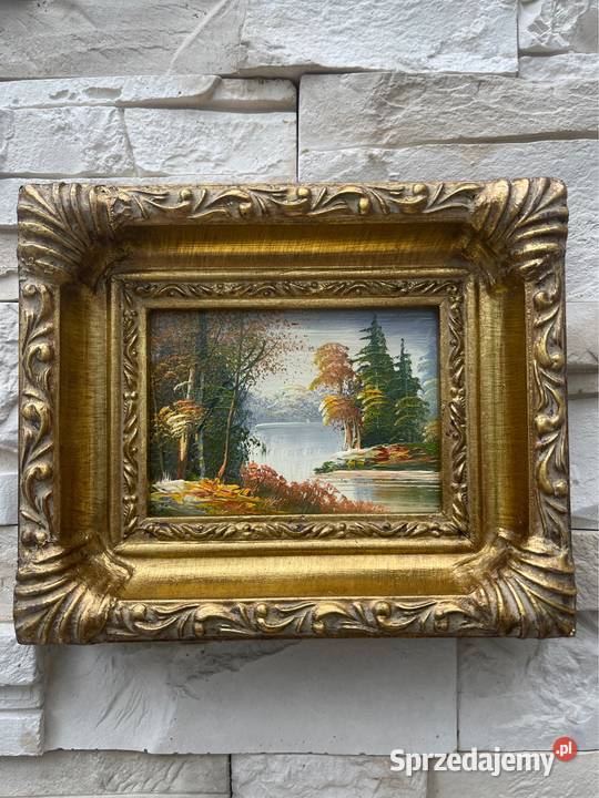 Obrazek malowany obraz drewniana rzeźbiona rama Kłodzko sprzedam