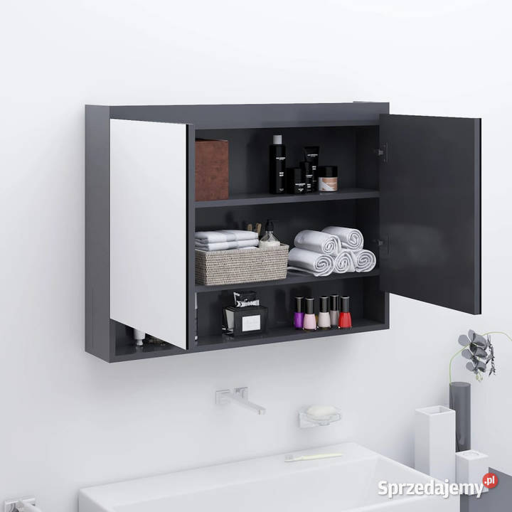Szafka łazienkowa z lustrem 80x15x60 MDF szara Warszawa