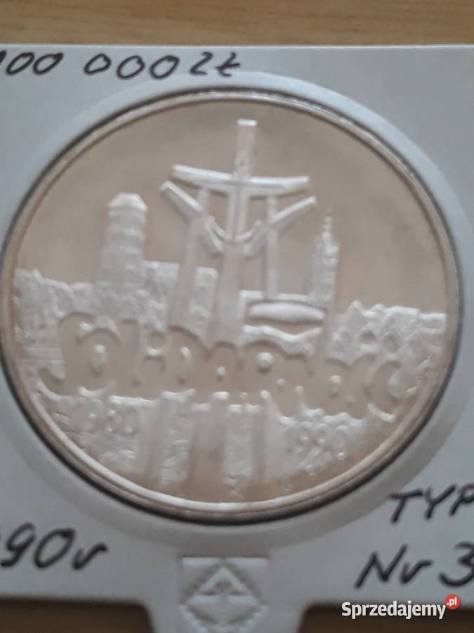100 000 Solidarność 1990 r 3 mennicza typ A Konin sprzedam
