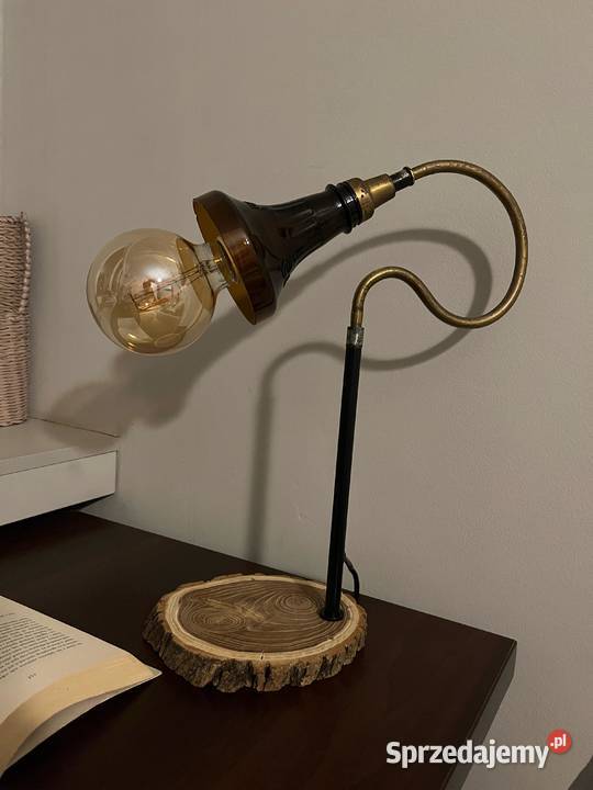Industrialna lampka loft z plastra akacji i Kraków sprzedam