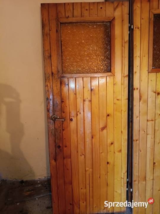 Drzwi drewniane z boazerią lewe 197x74 szyba łódzkie Łódź