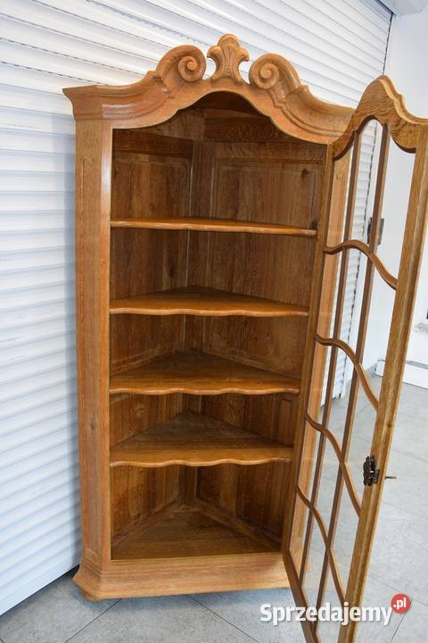 witryna narożna z drewna dębowego nowa Kredensy i witryny sprzedam