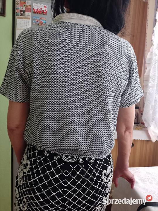 36S ZARA Krótka granatowy bluzka dzianinowa z niebieski małopolskie