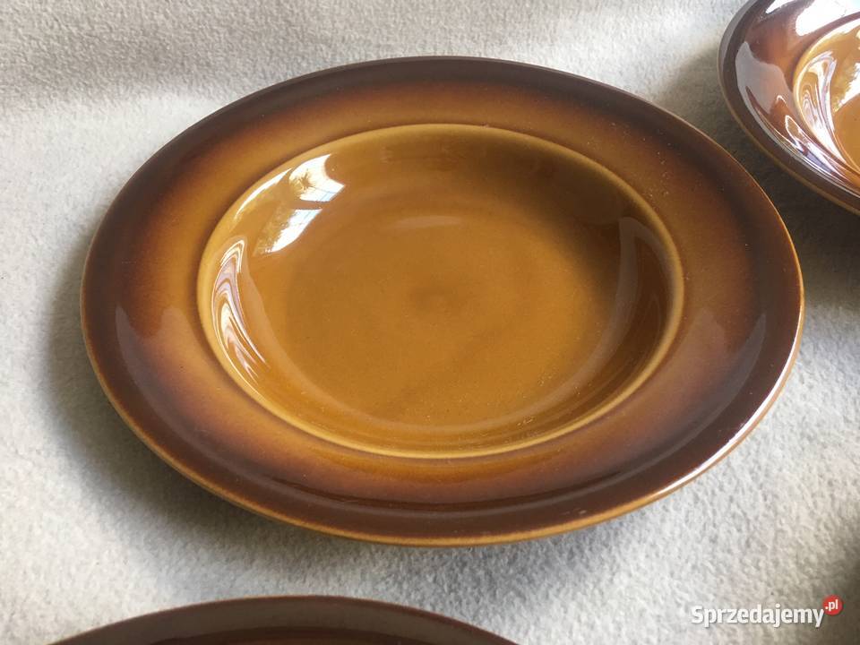 Stare talerze głębokie PRL ceramika kamionka Przybory kuchenne Kołobrzeg