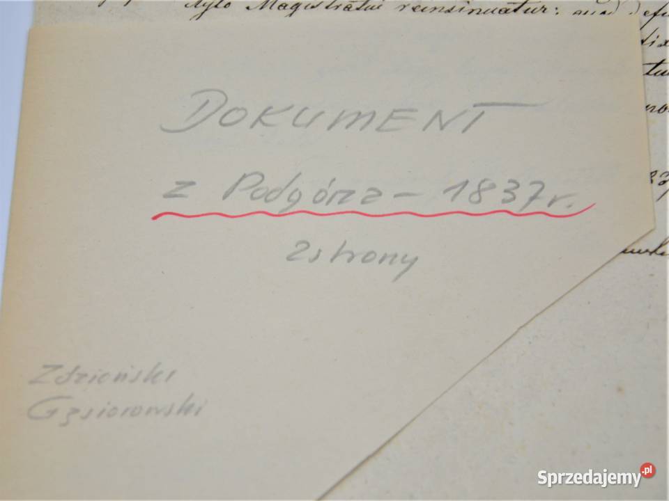 Stary dokument łacinie papier czerpanym 1837r Antykwariat