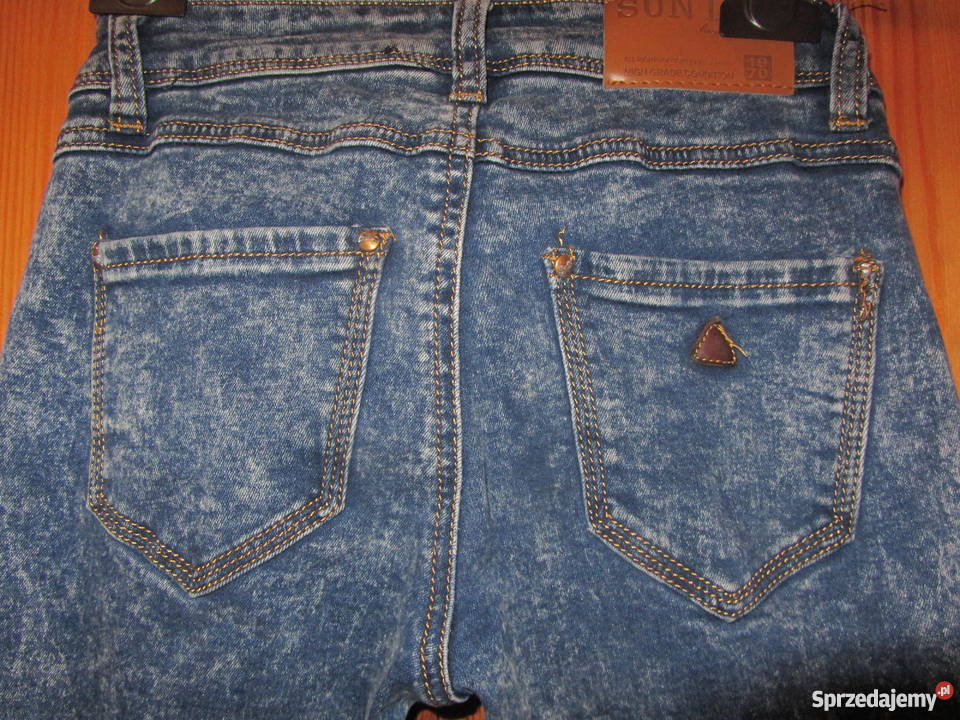 Spodnie rurki marmurki dżinsy z suwakami Piaski