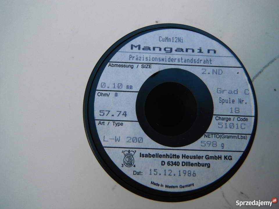 Manganin Isotan druty oporowe 008 mm do 035 mm
