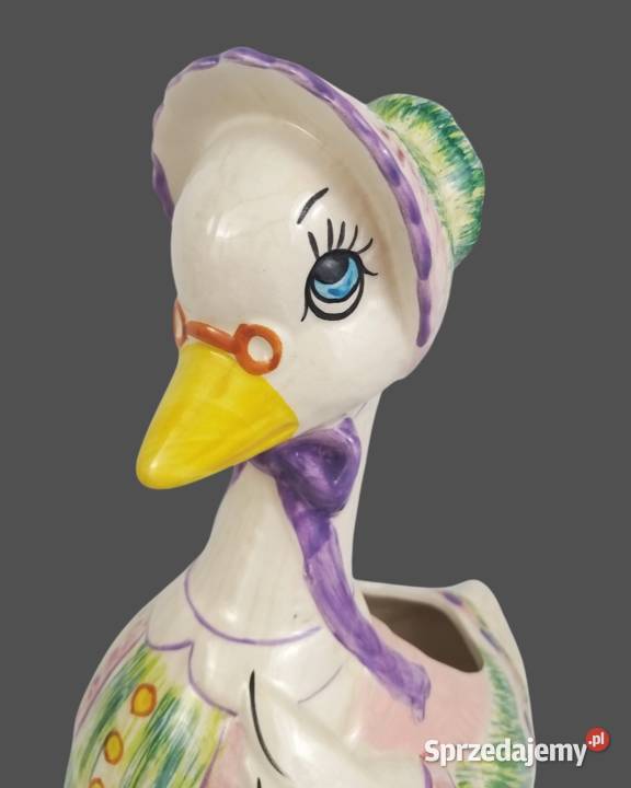 Vintage Ceramiczna gęś kaczka osłonka pojemnik Porcelana i szkło mazowieckie