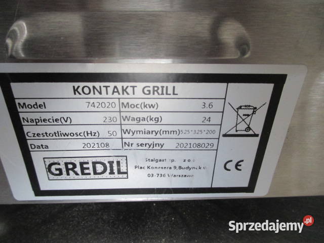 Grill Kontaktowy Opiekacz podwójny 742020 GREDIL Biznes i Przemysł wielkopolskie Ostrów Wielkopolski sprzedam