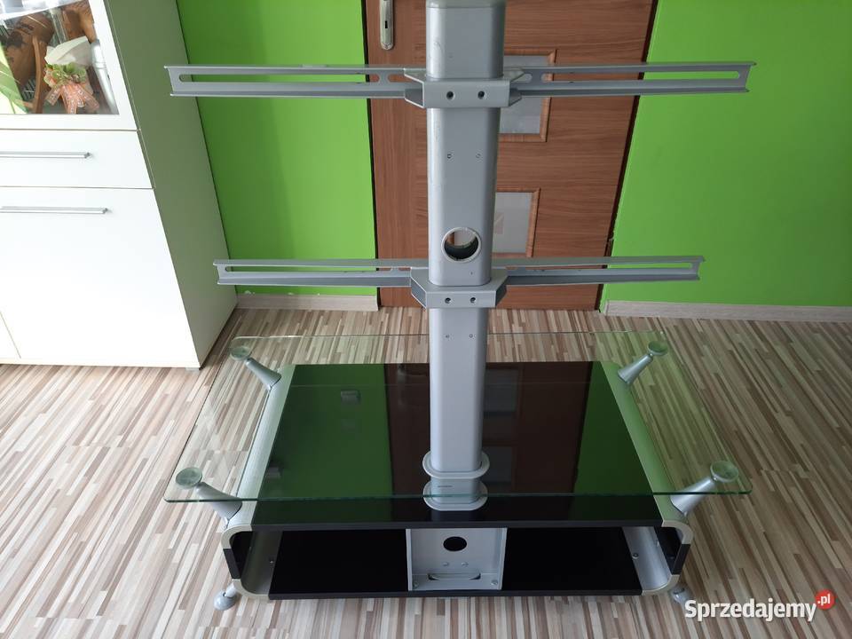 Stolik RTV z drewna czarny połysk aluminium stal Kotwasice sprzedam