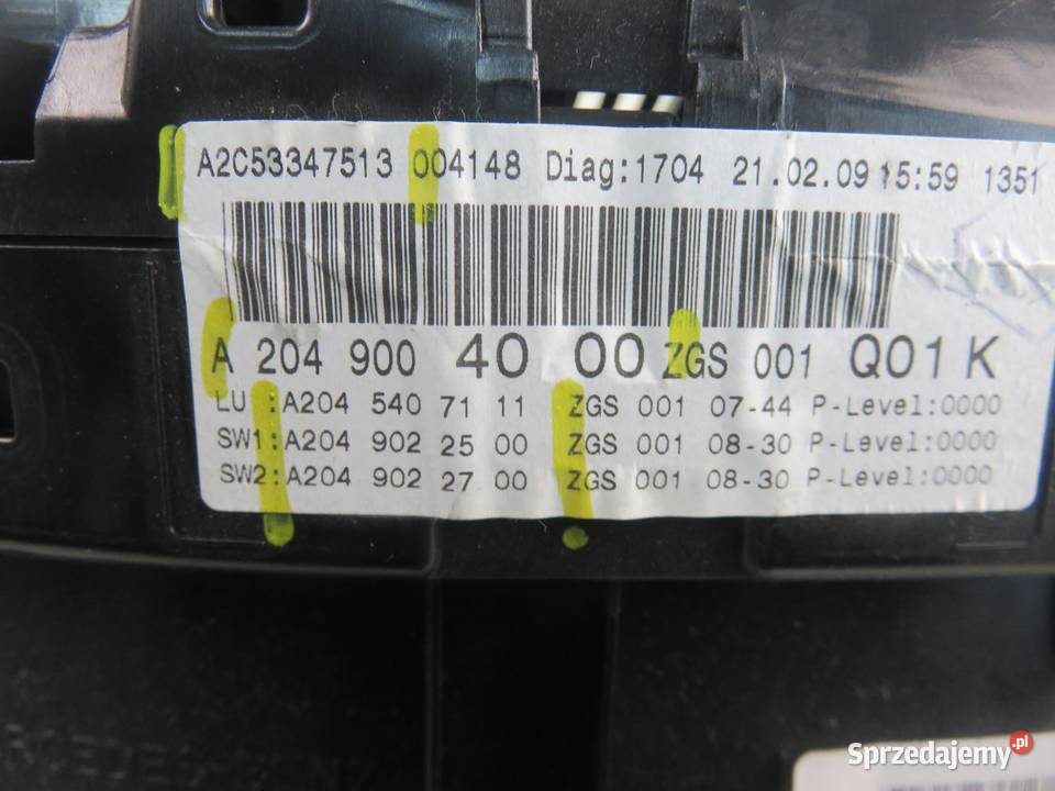 LICZNIK MERCEDES S204 C 200 CDI 2049004000 sprzedam