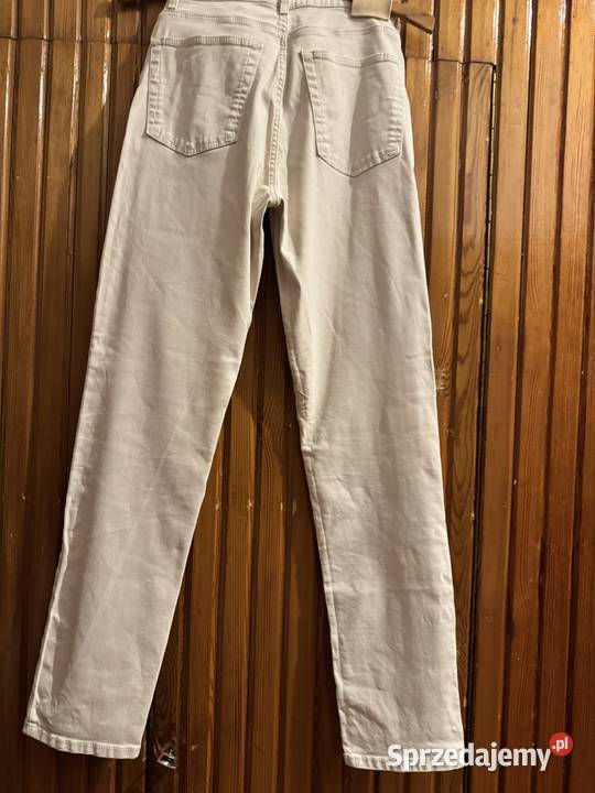 Jeansy damskie XS beżowe Massimo Dutti bawełna Inny materiał Częstochowa