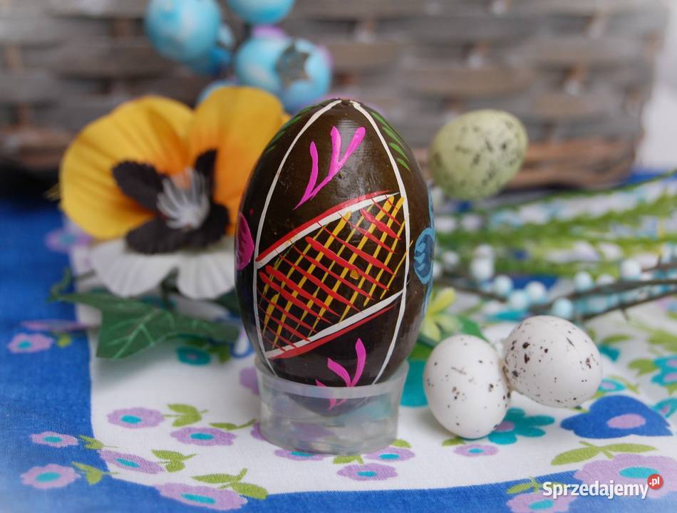 Stara pisanka drewniana ręcznie malowana 65 Lublin