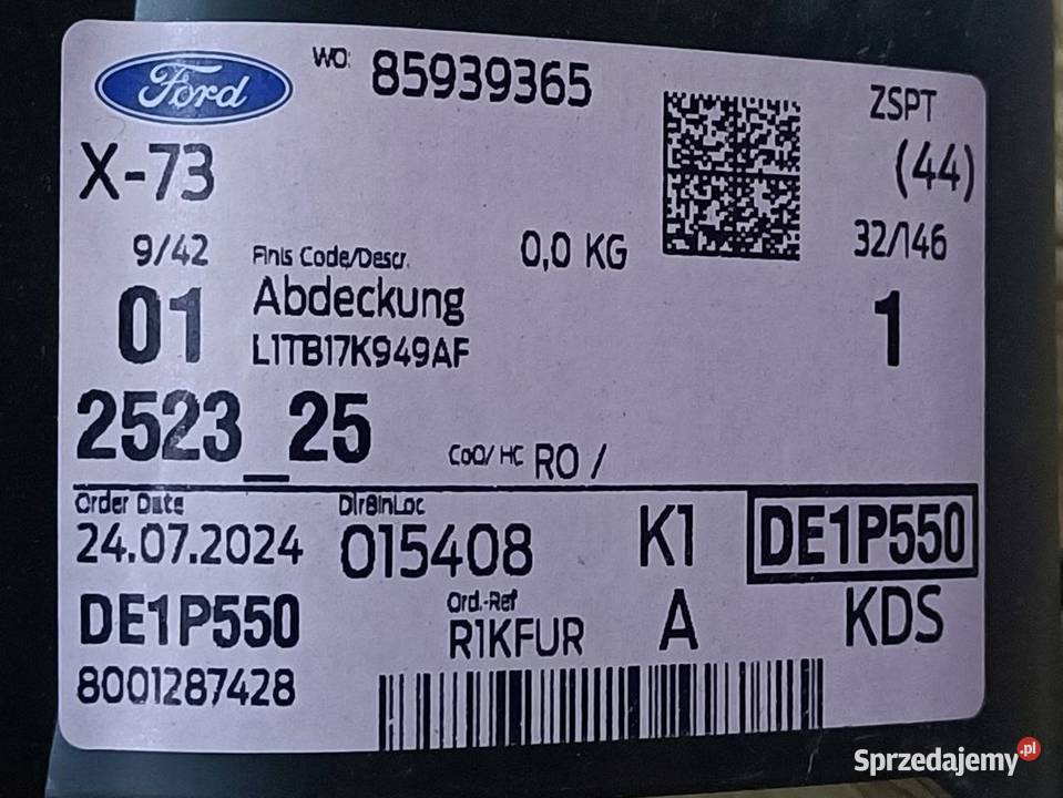 FORD PUMA 20 ZAŚLEPKA WZMOCNIENIA PRZÓD Pleszew