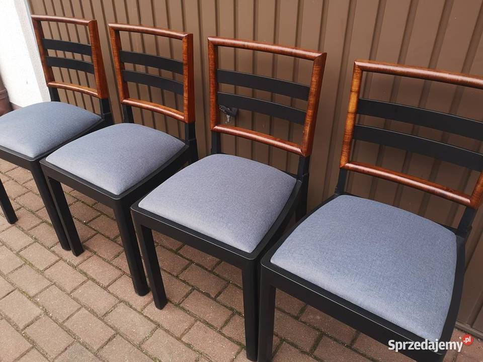 Krzesła ARTDECO Orzech Stare Antyk Komplet 4 Meble Swarzędz