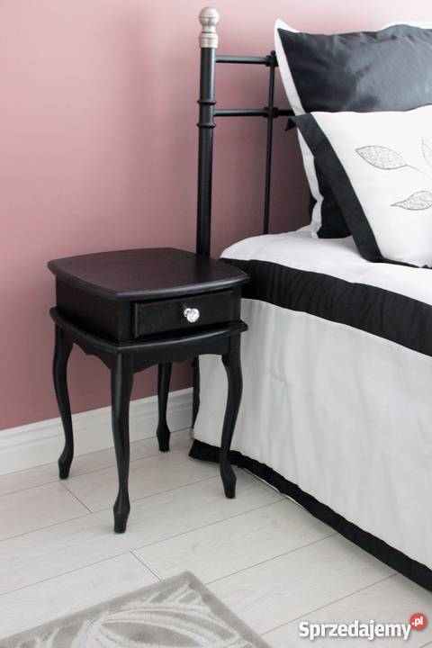 Czarne drewniane stoliki nocne w stylu glamour Łomża sprzedam