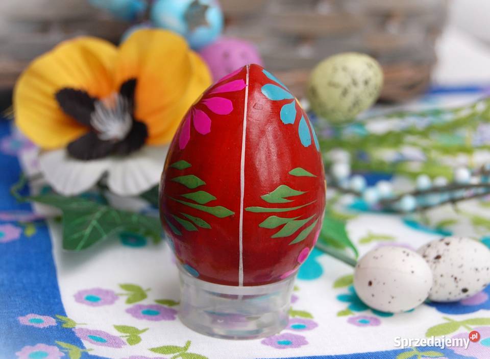 Stara pisanka drewniana ręcznie malowana 6 Lublin