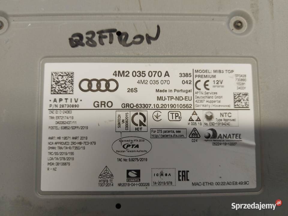 Audi Q8 ETRON SUV 4KE czytnik nawigacji mmi navi