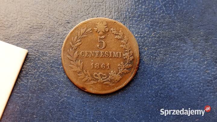 Stare monety 5 centesimi 1861 B Włochy rzadka Lesko