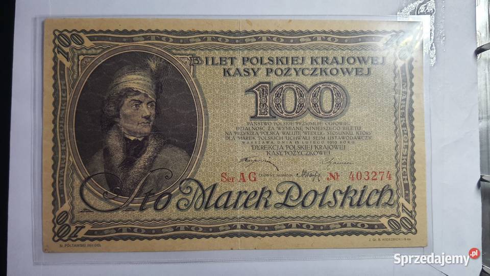 RARYTAS 100 MAREK POLSKICH 1919 s AG Warszawa