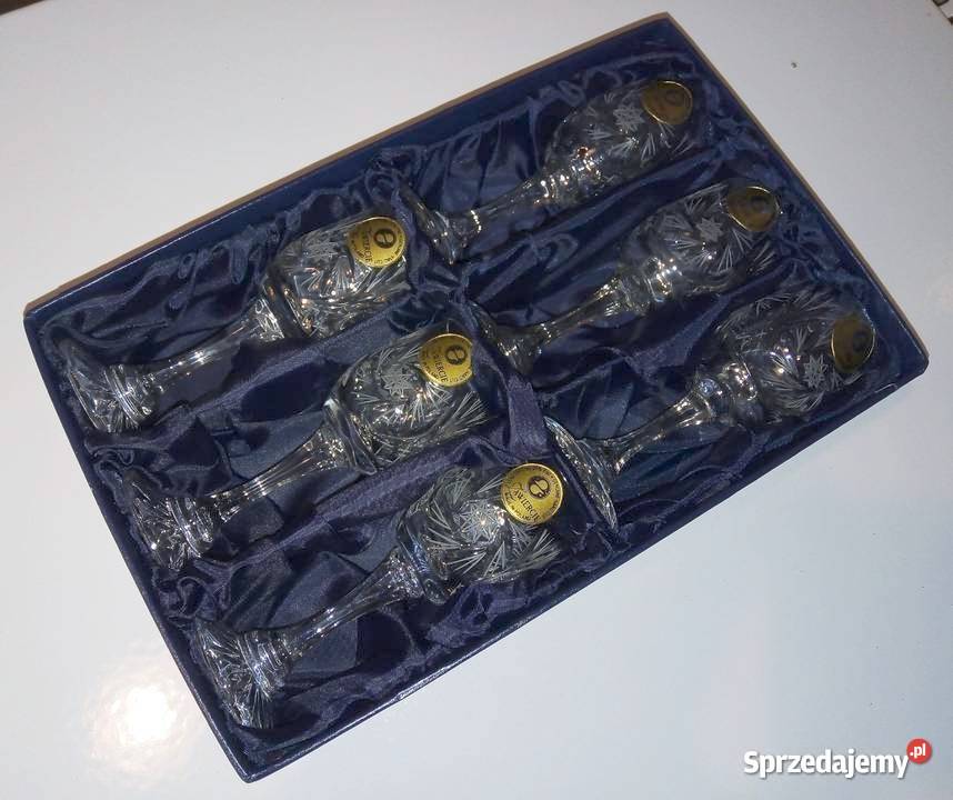 Kieliszki do wódki kryształ grawer Zawiercie 6 Warszawa