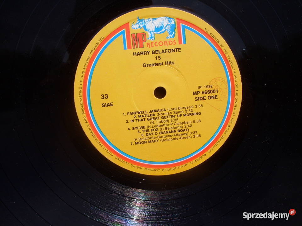 Winyl LP HARRY BELAFONTE15 GREATEST HITS dolnośląskie Wołów