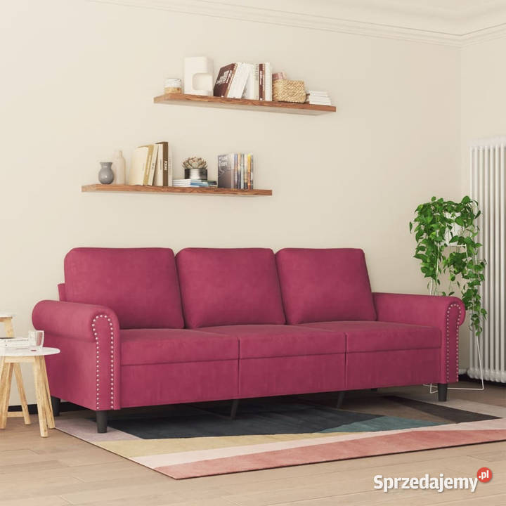 Sofa 3osobowa winna czerwień 180 obita aksamitem mazowieckie Warszawa