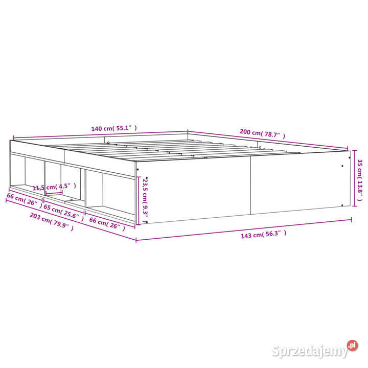 Rama łóżka biała 140x200 WM3203859 Warszawa