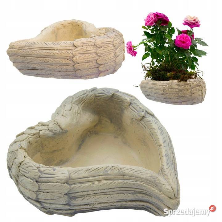 osłonka gipsowa doniczka serce dekoracja dekor Wrocław sprzedam