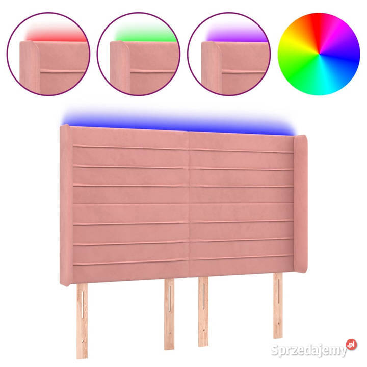Zagłówek do łóżka z LED różowy 147x16x118128 Warszawa