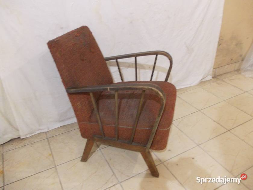 Stary fotel szczebelkowy PRL vintage lata 60 do sprzedam