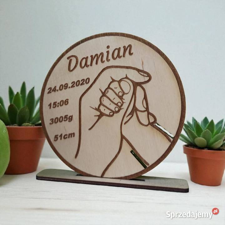 Drewniana Metryczka na Opaskę Szpitalną Dziecka Lublin