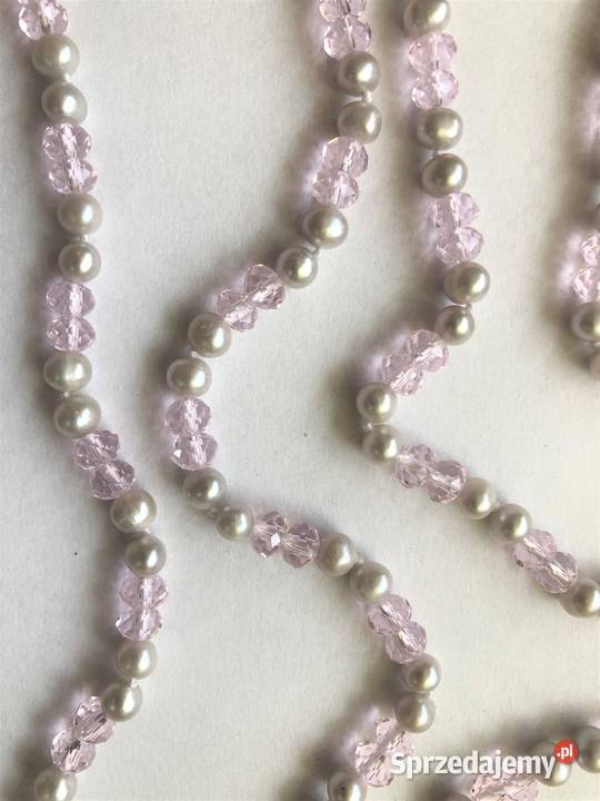 Długie korale perłoworóżowe Dla kobiet Gdańsk