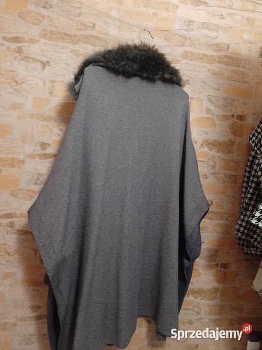 36S ZARA Płaszcz dzianinowy z futrzanym Rozmiar 36(S) Kraków