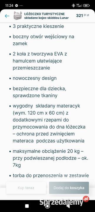 Łóżeczko turystyczne pomorskie Chojnice