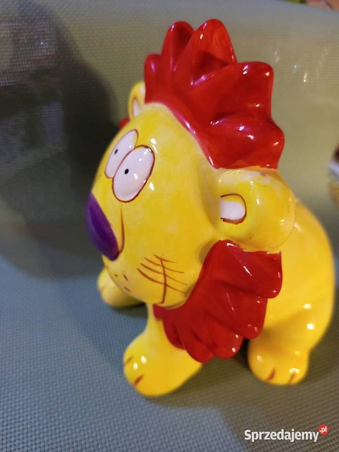 Urocz ceramiczna skarbonka Żółty Lew z gumową 3 lata+ Warszawa