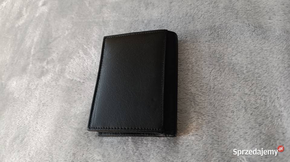 Nowy elegancki męski czarny skórzany portfel Katowice