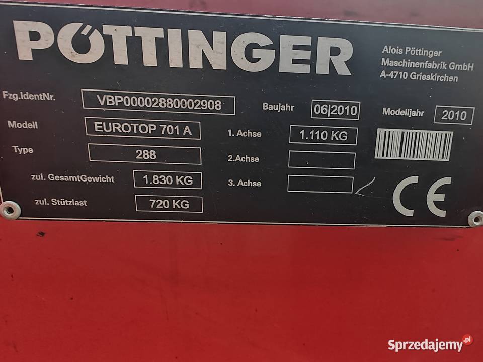 Zgrabiarka 2 karuzelowa POTTINGER Euro Top 701 Przemęt