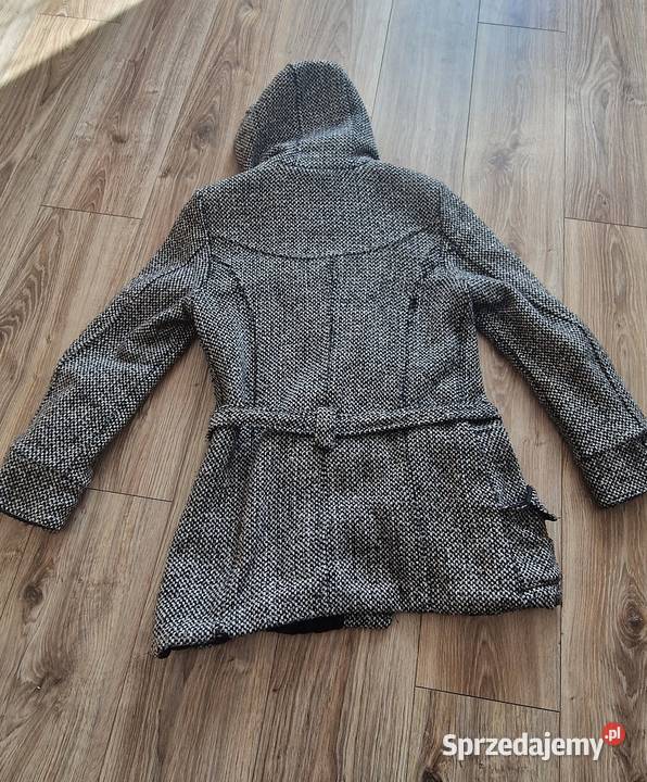 płaszcz zimowy 40 L białoczarny melanż biały Kraków