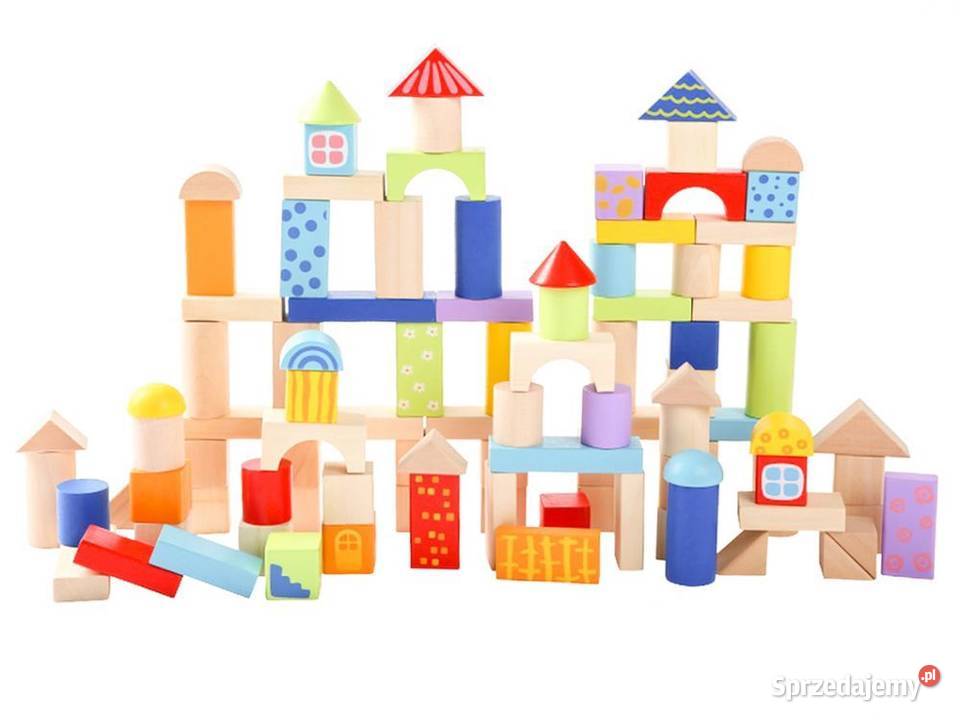 Zestaw 100 sztuk drewnianych klocków klocki Bielsk Podlaski