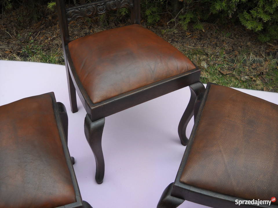 Trzy dębowe krzesła ŁADNA SNYCERKA Meble Puszczykowo sprzedam