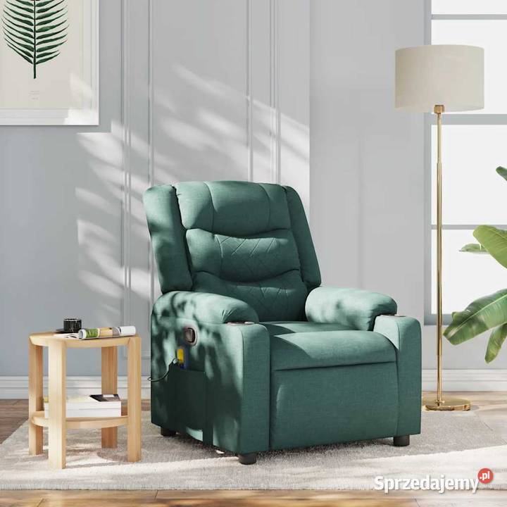 vidaXL Rozkładany fotel masujący ciemnozielony Warszawa