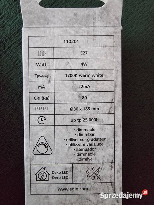 Eglo VINTAGE LED 110201 żarówka 1x4WE27 1700K Bogdaniec