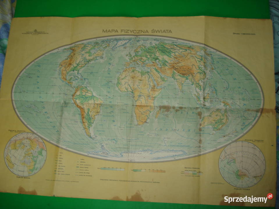 Mapa Fizyczna Świata Antyki, Sztuka, Kolekcje Warszawa sprzedam