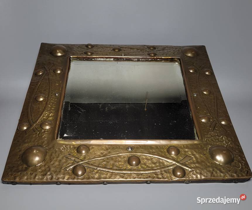 Lustro kryształowe z roku 1928 z miedzianą Trąbki Wielkie