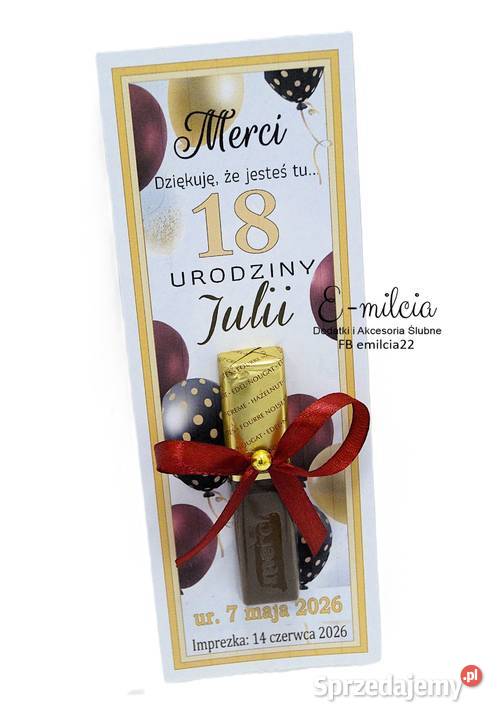 KOMPLETNE Merci podziękowanie gości z okazji 18 Zielona Góra