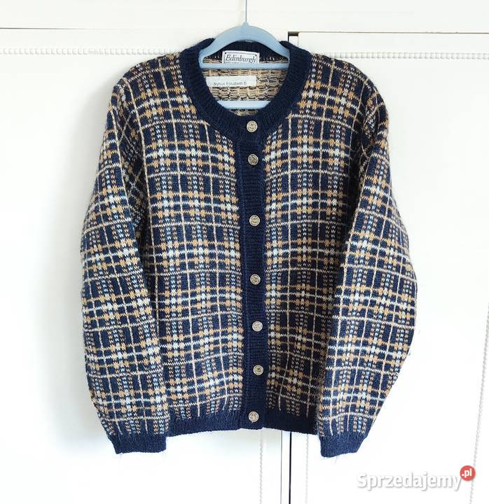 Sweter kardigan vintage M 38 Edinburgh moher żółty/złoty